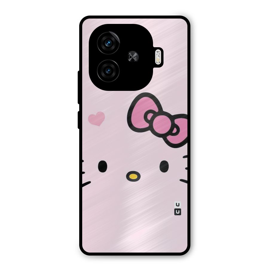 Cute Bow Face Metal Back Case for iQOO Z9 Turbo