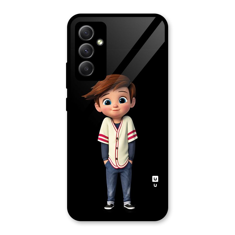 Cute Boy Tim Glass Back Case for Galaxy A34