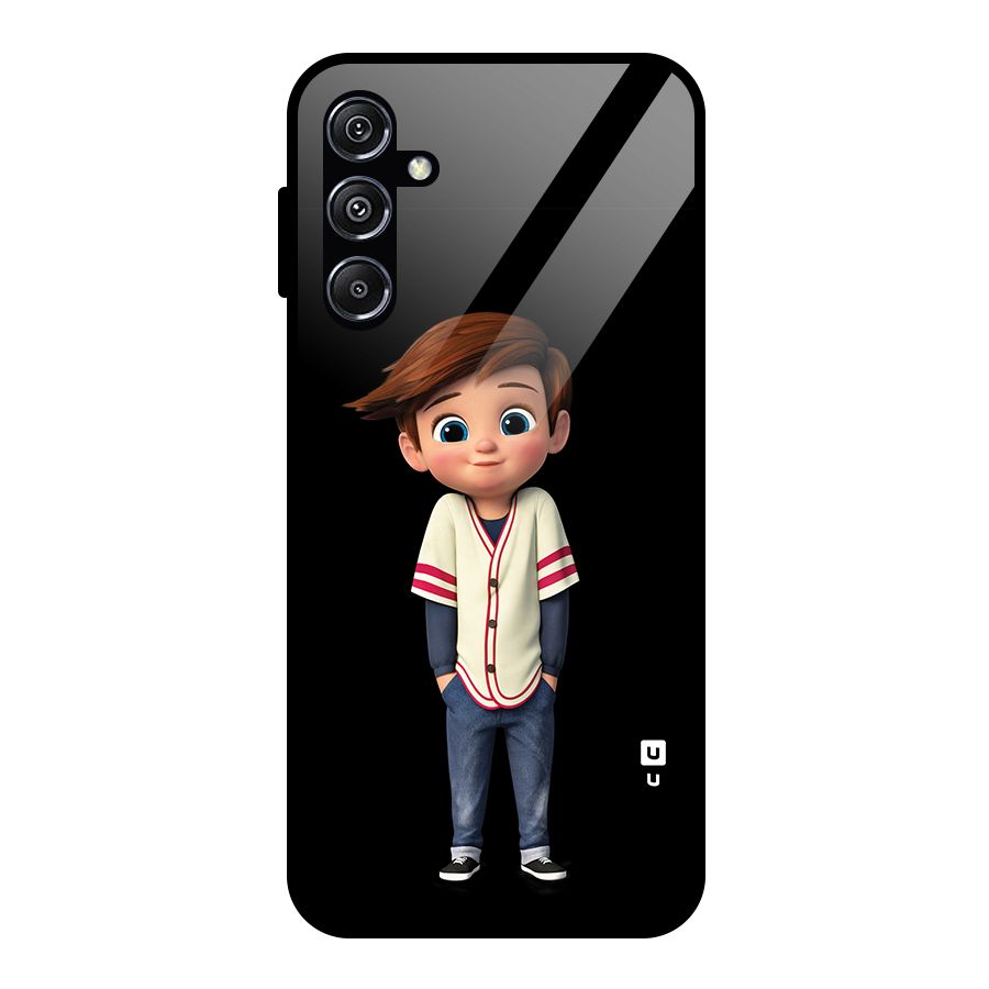Cute Boy Tim Glass Back Case for Galaxy M34 5G