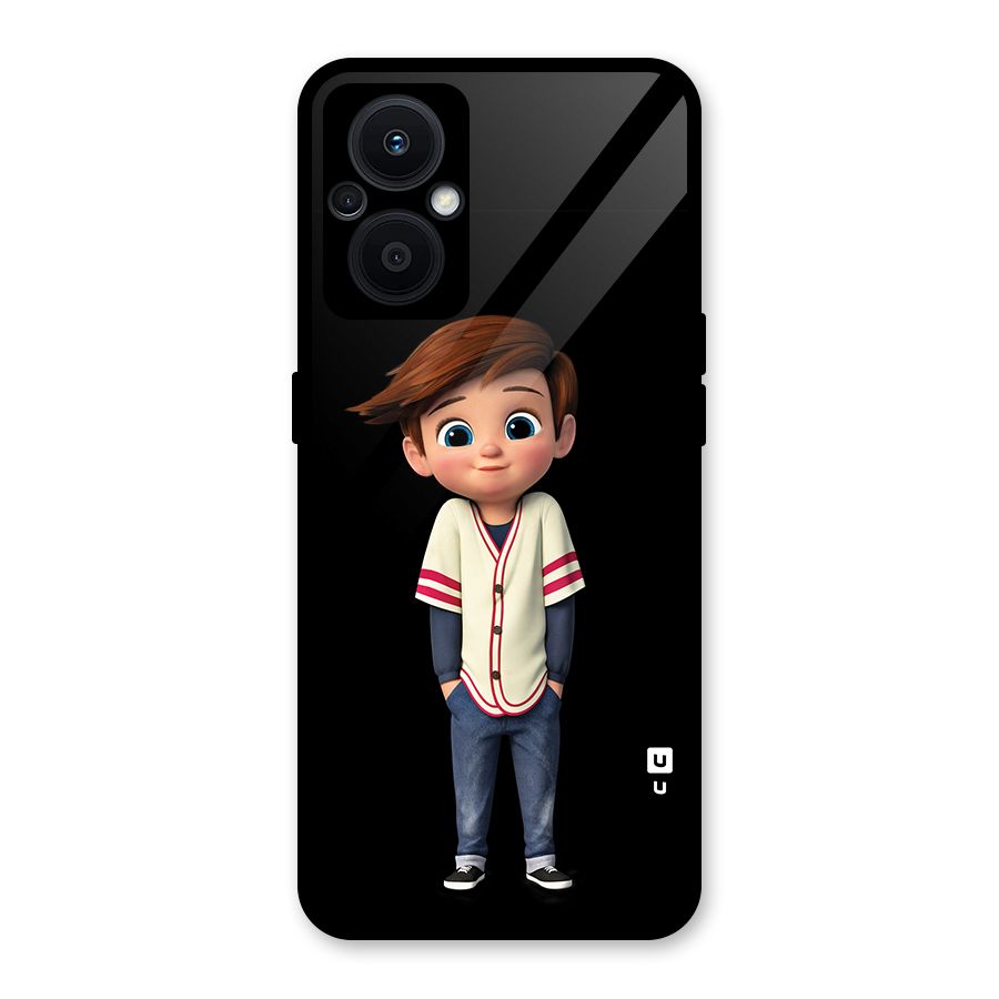 Cute Boy Tim Glass Back Case for Oppo F21s Pro 5G