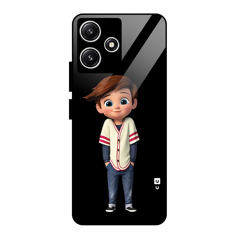 Cute Boy Tim Glass Back Case for Redmi 12 5G