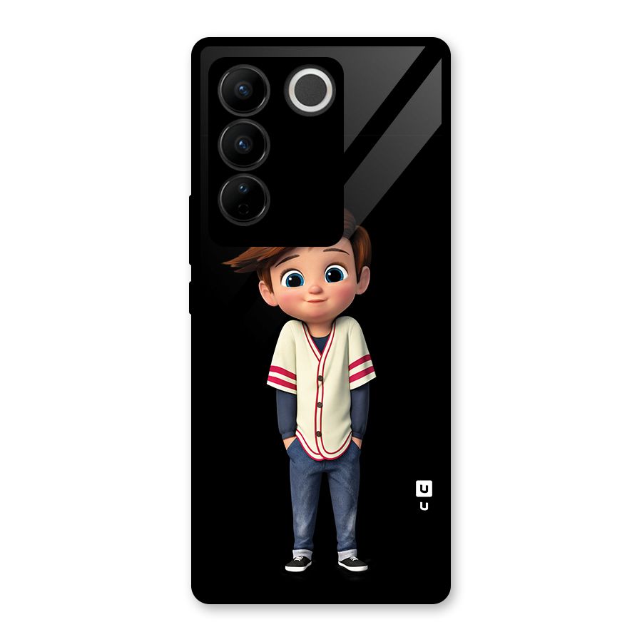 Cute Boy Tim Glass Back Case for Vivo V27 Pro