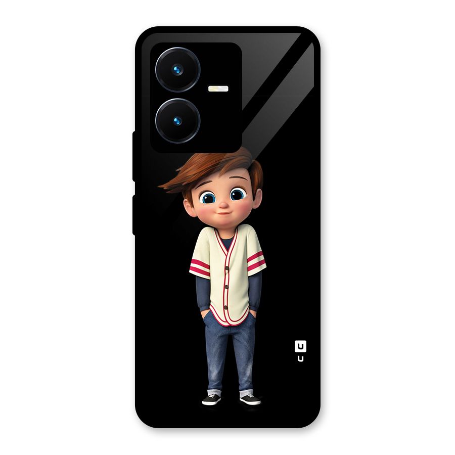 Cute Boy Tim Glass Back Case for Vivo Y22s