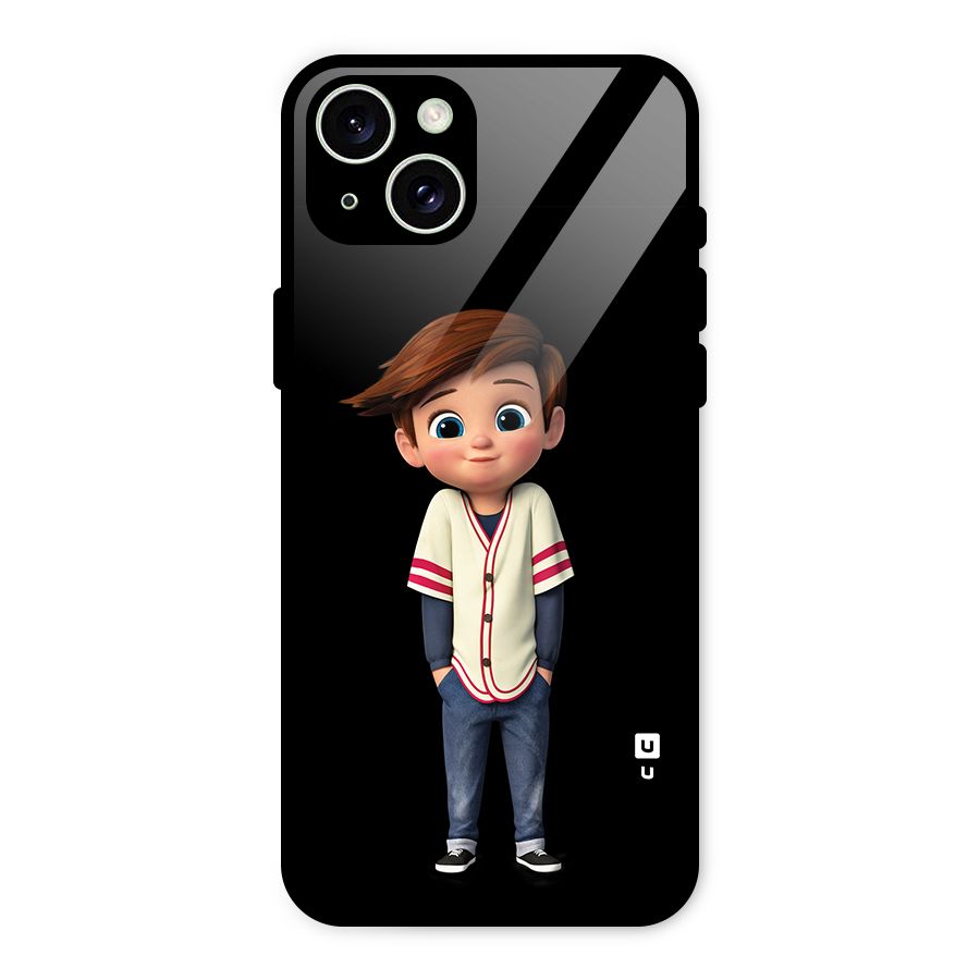 Cute Boy Tim Glass Back Case for iPhone 15 Plus