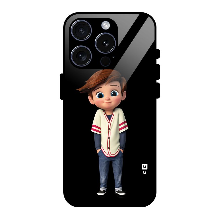 Cute Boy Tim Glass Back Case for iPhone 15 Pro