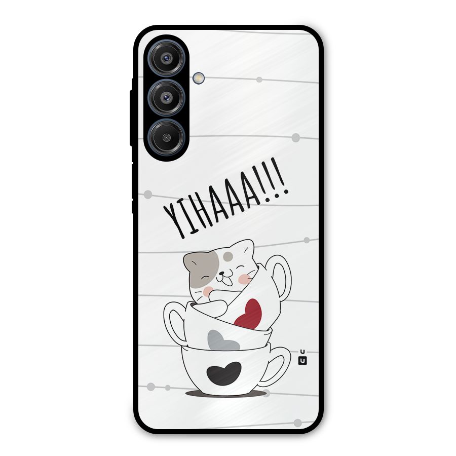Cute Cat Cup Metal Back Case for Galaxy A16 5G
