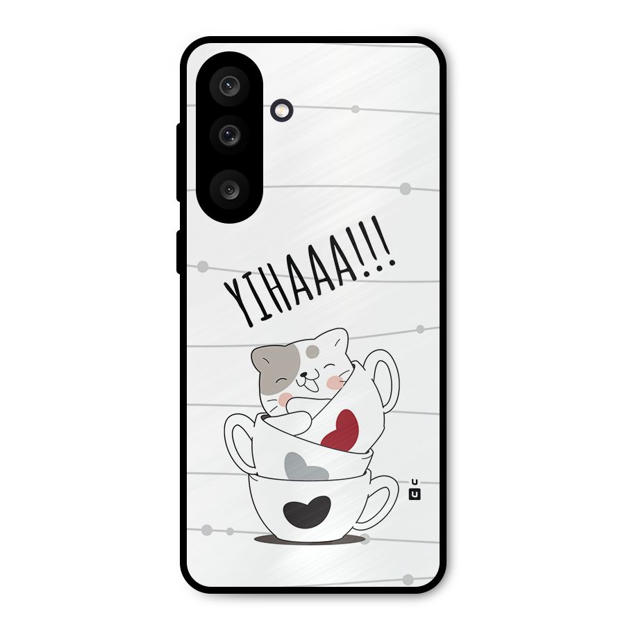Cute Cat Cup Metal Back Case for Galaxy M56