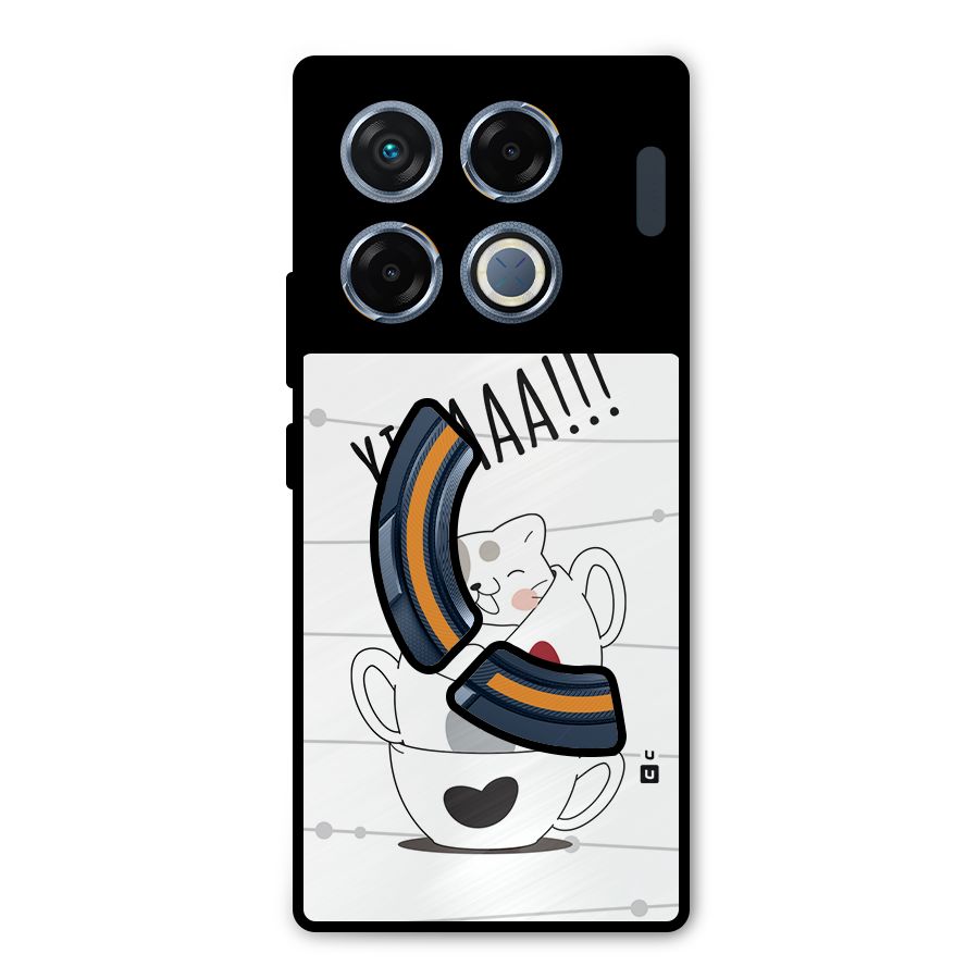 Cute Cat Cup Metal Back Case for Infinix GT 20 Pro