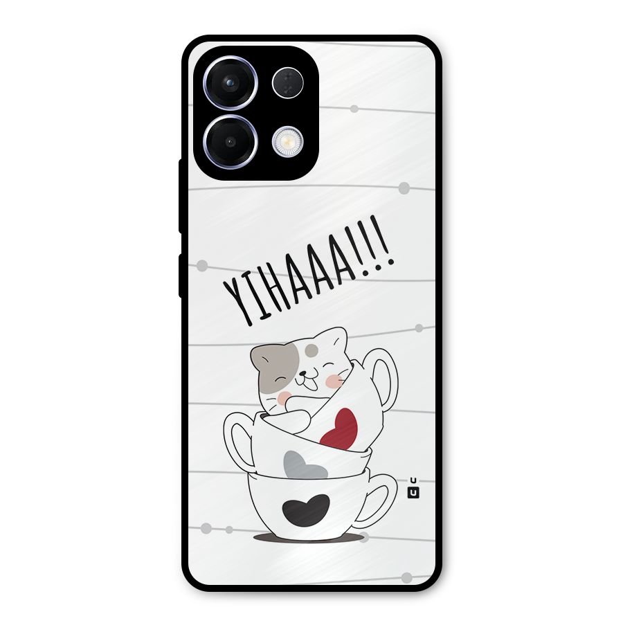 Cute Cat Cup Metal Back Case for Oppo K13