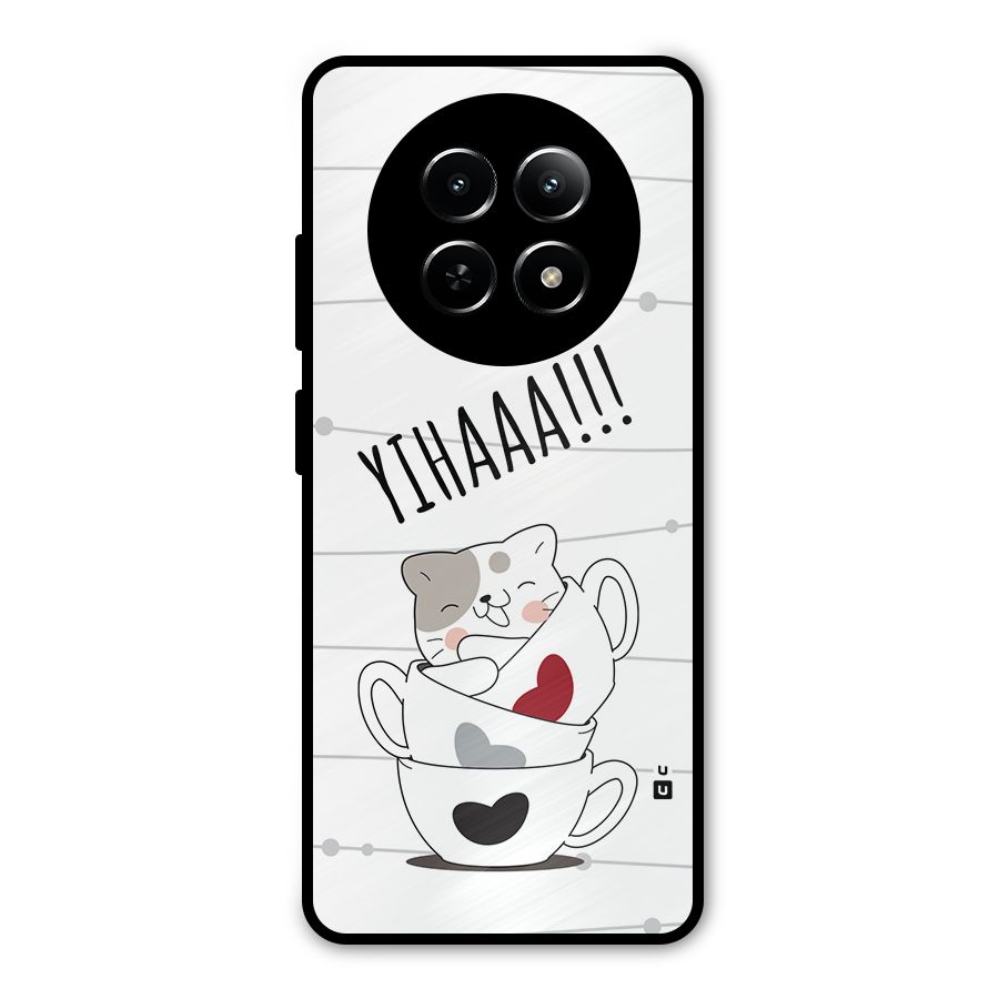 Cute Cat Cup Metal Back Case for Realme 13