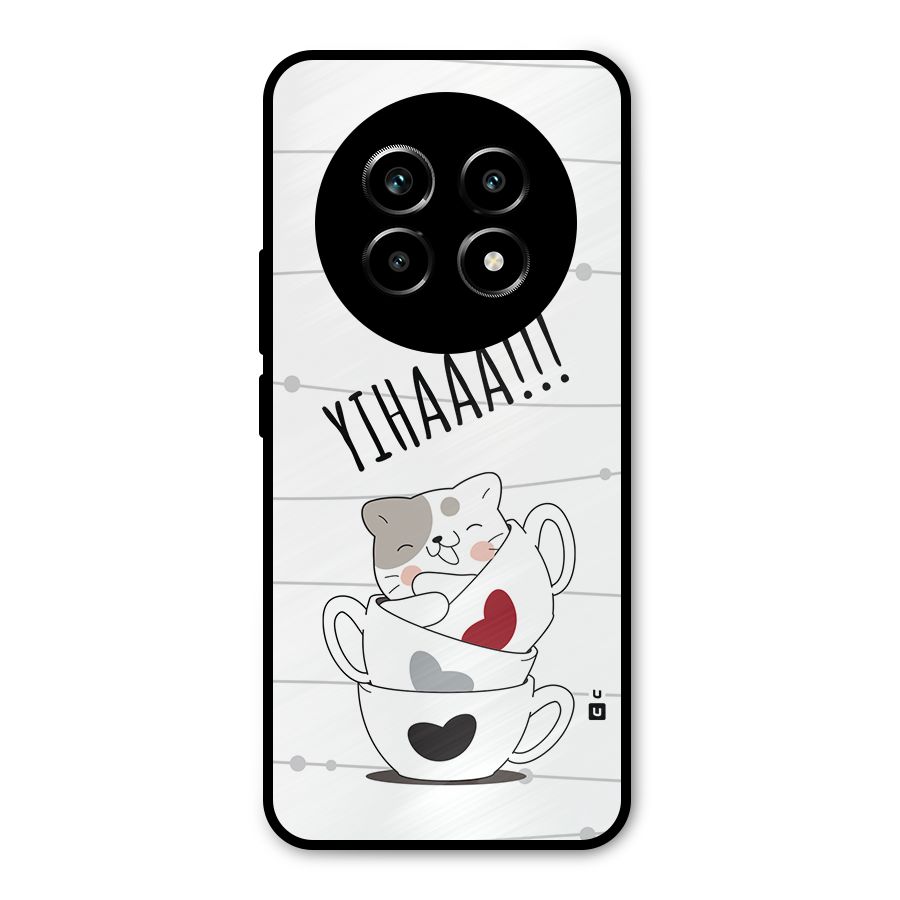 Cute Cat Cup Metal Back Case for Realme 13 Pro