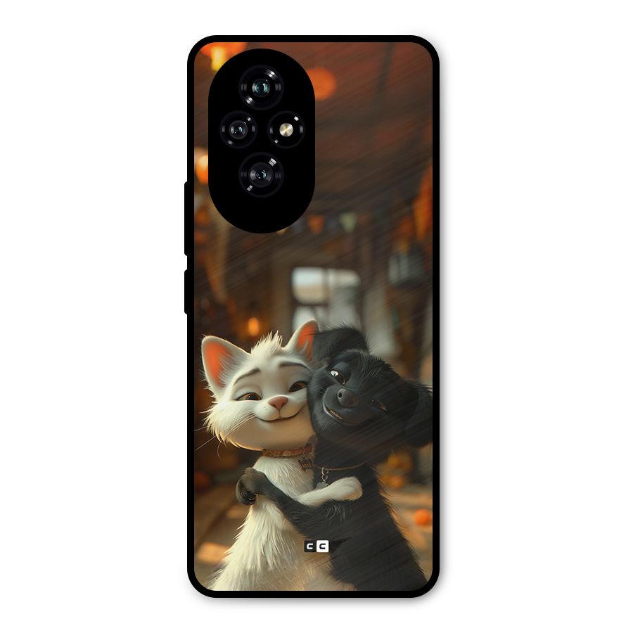 Cute Cat Dog Metal Back Case for Honor 200