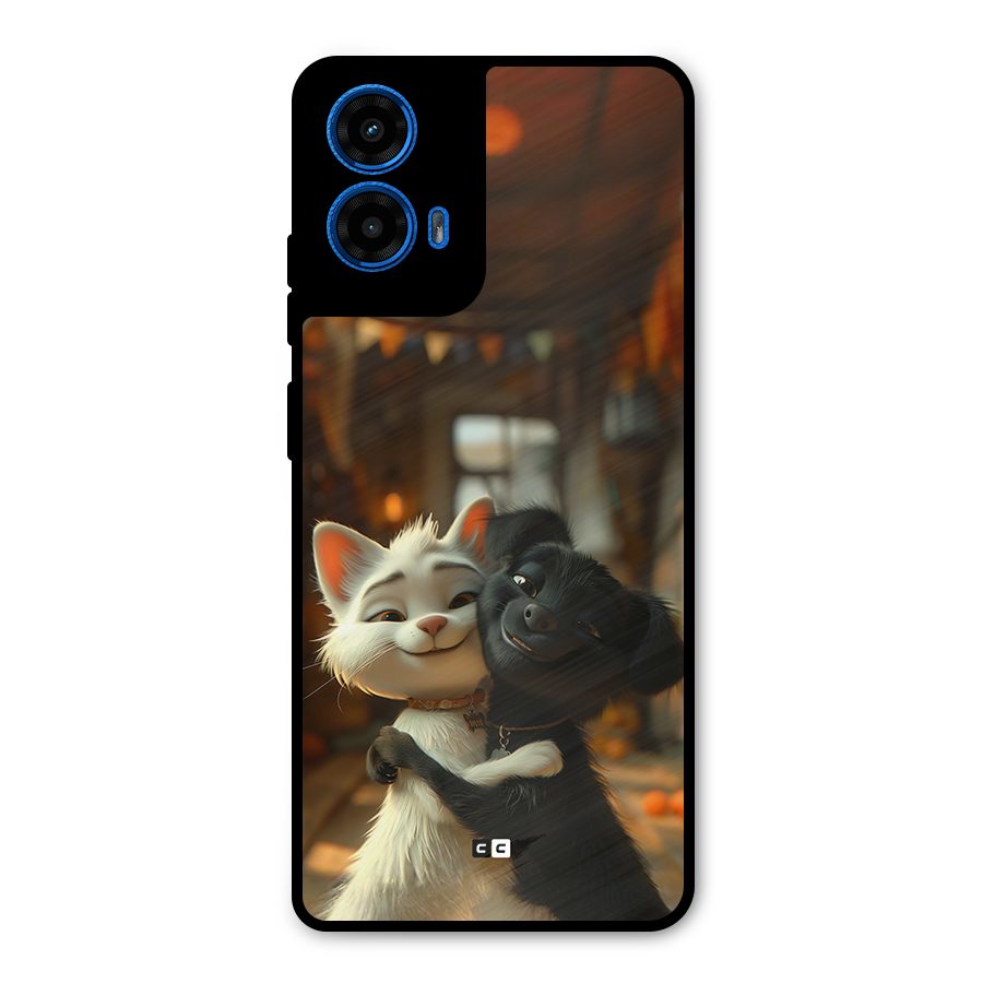 Cute Cat Dog Metal Back Case for Moto G45