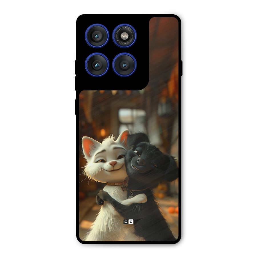 Cute Cat Dog Metal Back Case for Motorola Edge 60 Pro