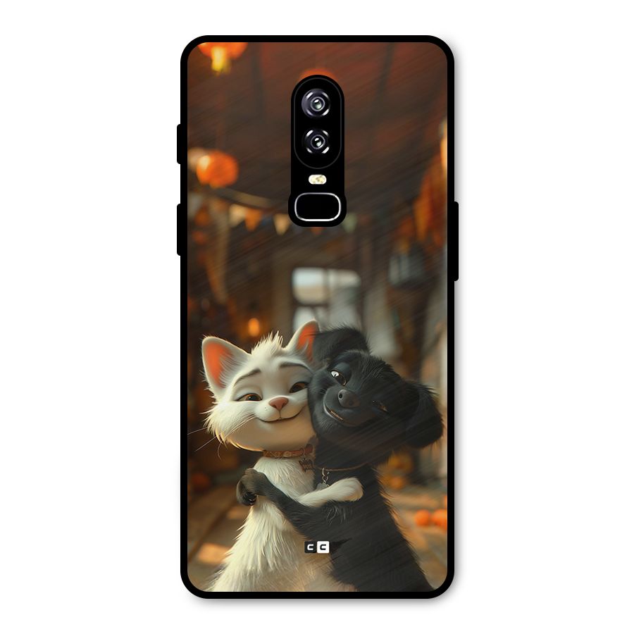 Cute Cat Dog Metal Back Case for OnePlus 6