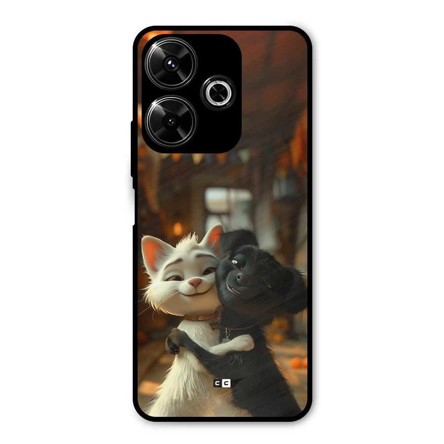 Cute Cat Dog Metal Back Case for Redmi 13 5G