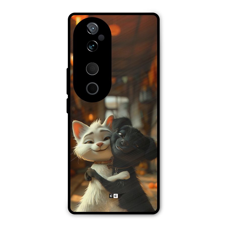Cute Cat Dog Metal Back Case for Vivo T3 Ultra