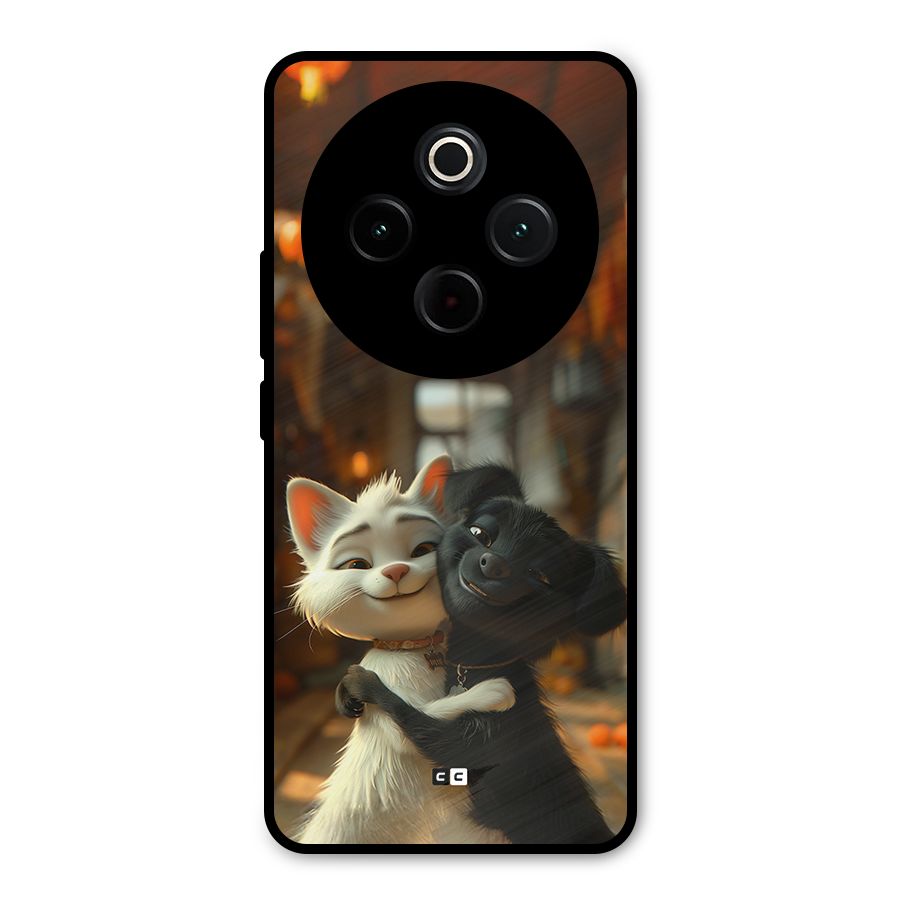 Cute Cat Dog Metal Back Case for Vivo T4