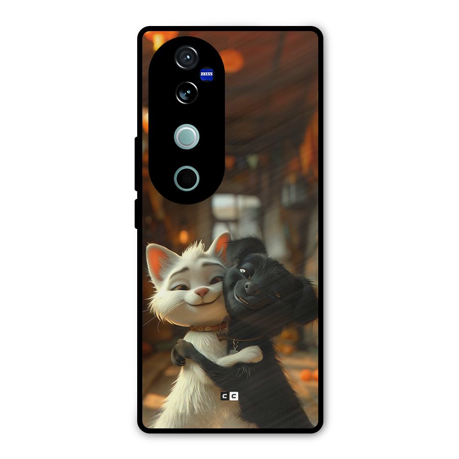 Cute Cat Dog Metal Back Case for Vivo V40