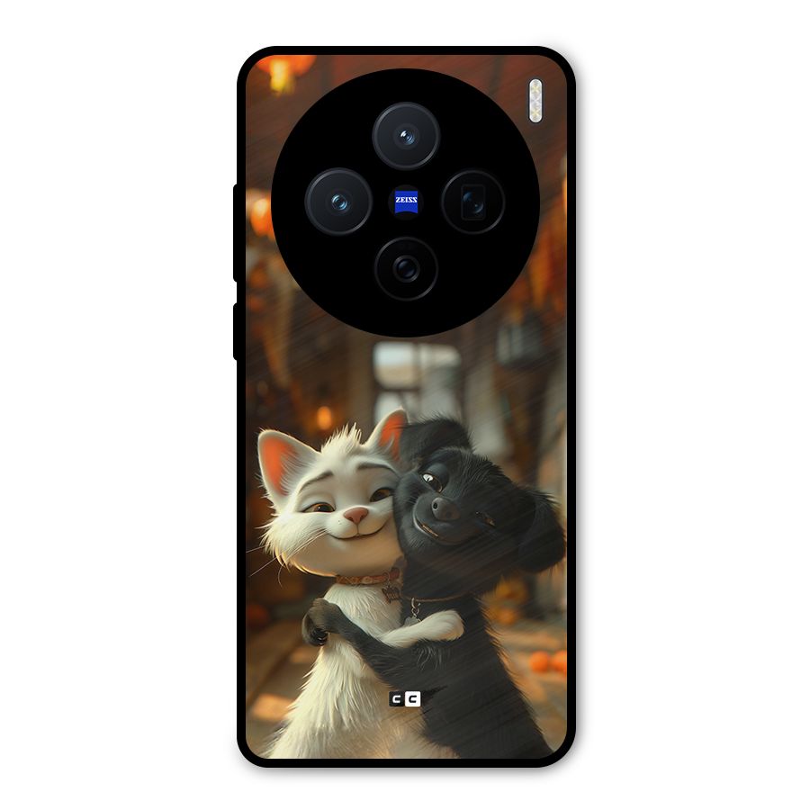 Cute Cat Dog Metal Back Case for Vivo X200
