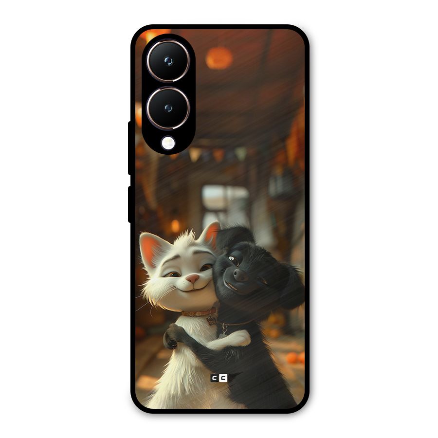 Cute Cat Dog Metal Back Case for Vivo Y28
