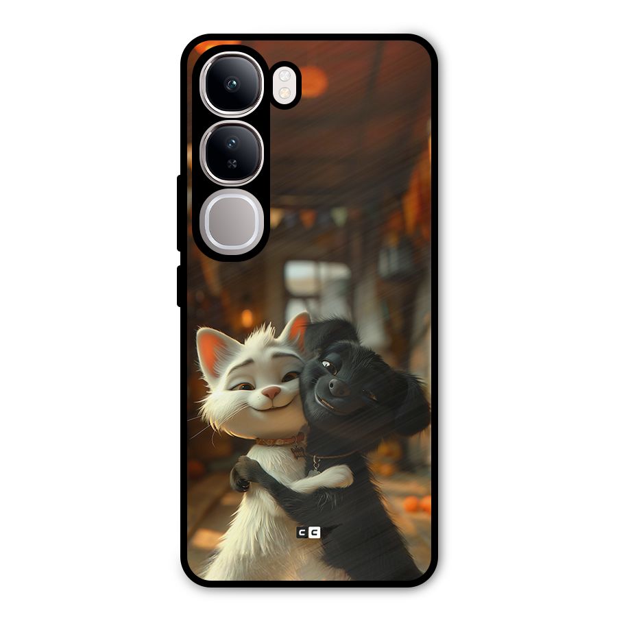 Cute Cat Dog Metal Back Case for Vivo Y300
