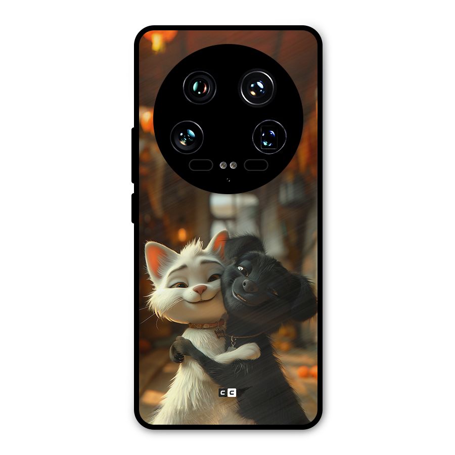 Cute Cat Dog Metal Back Case for Xiaomi 14 Ultra