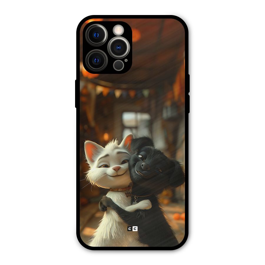 Cute Cat Dog Metal Back Case for iPhone 12 Pro Max