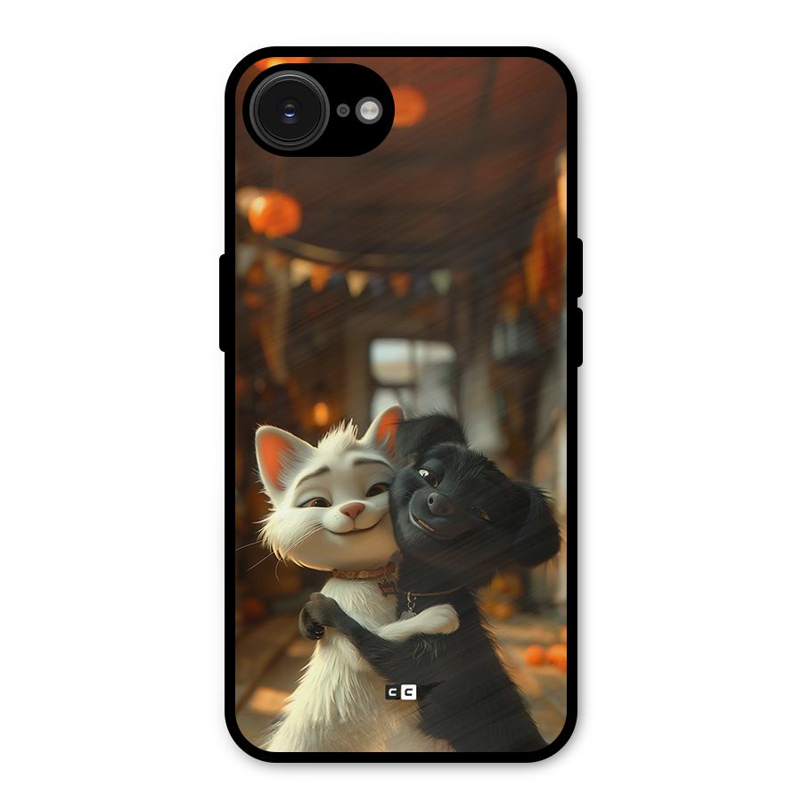 Cute Cat Dog Metal Back Case for iPhone 16e