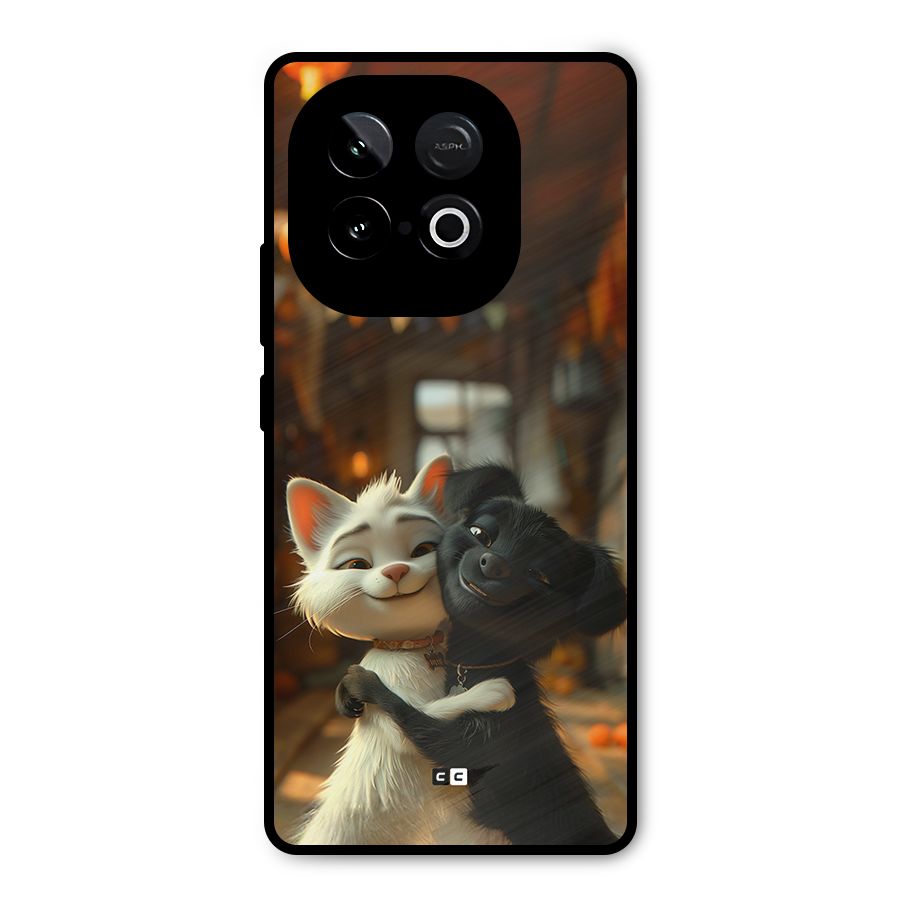 Cute Cat Dog Metal Back Case for iQOO Neo 10