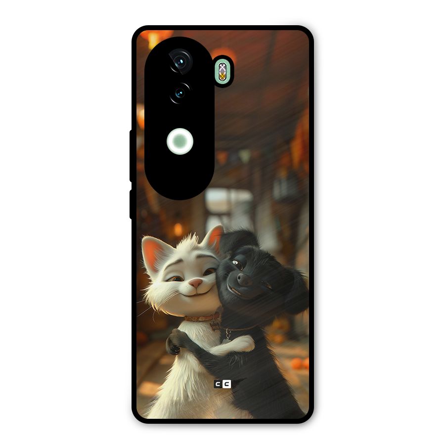Cute Cat Dog Metal Back Case for iQOO Z9s