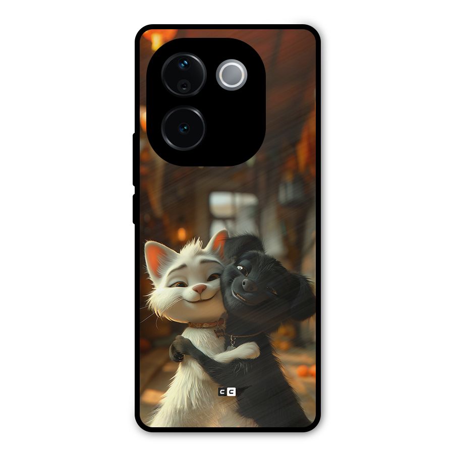 Cute Cat Dog Metal Back Case for iQOO Z9s Pro
