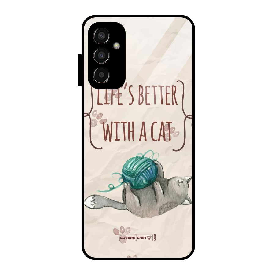 Cute Cat Glass Back Case for Galaxy F13