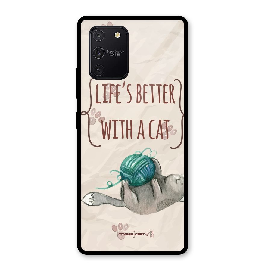 Cute Cat Glass Back Case for Galaxy S10 Lite