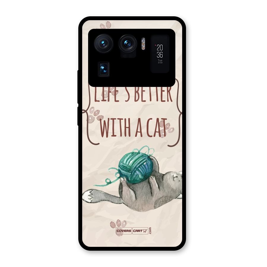 Cute Cat Glass Back Case for Mi 11 Ultra