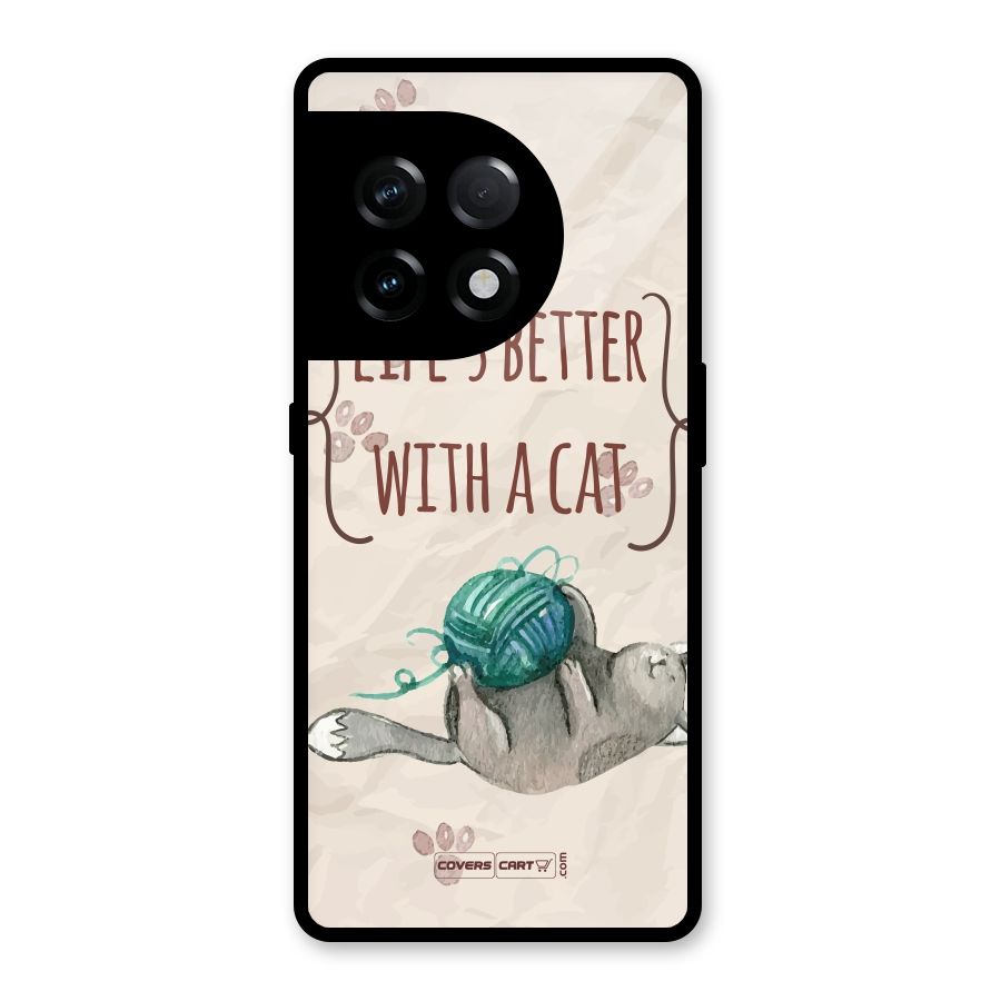 Cute Cat Glass Back Case for OnePlus 11R
