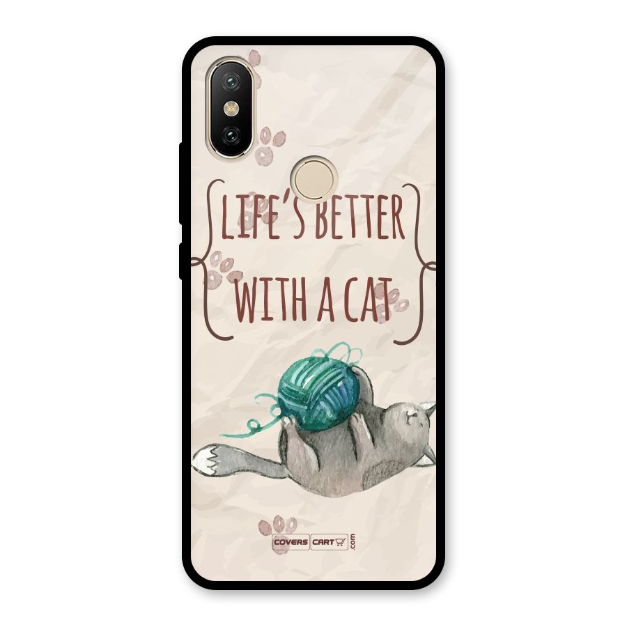 Cute Cat Glass Back Case for Redmi A2