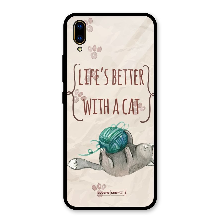 Cute Cat Glass Back Case for Vivo V11 Pro