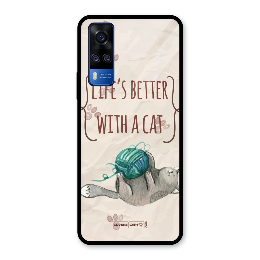 Cute Cat Glass Back Case for Vivo Y31