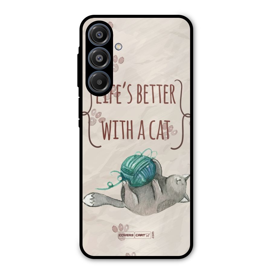 Cute Cat Metal Back Case for Galaxy A16 5G
