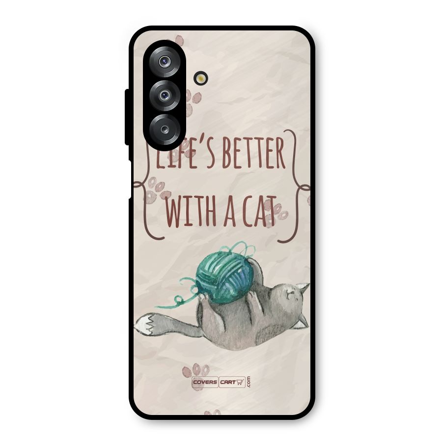 Cute Cat Metal Back Case for Galaxy A26