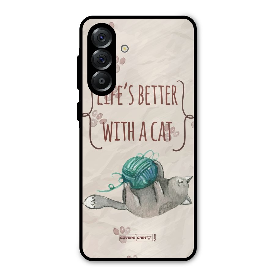 Cute Cat Metal Back Case for Galaxy A36