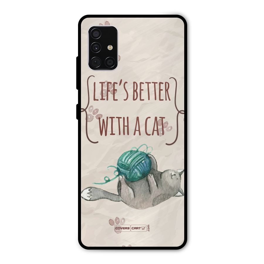 Cute Cat Metal Back Case for Galaxy A51