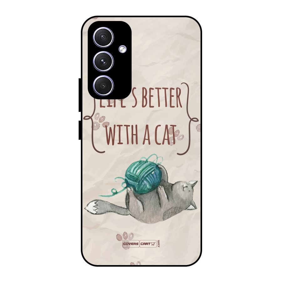 Cute Cat Metal Back Case for Galaxy A54