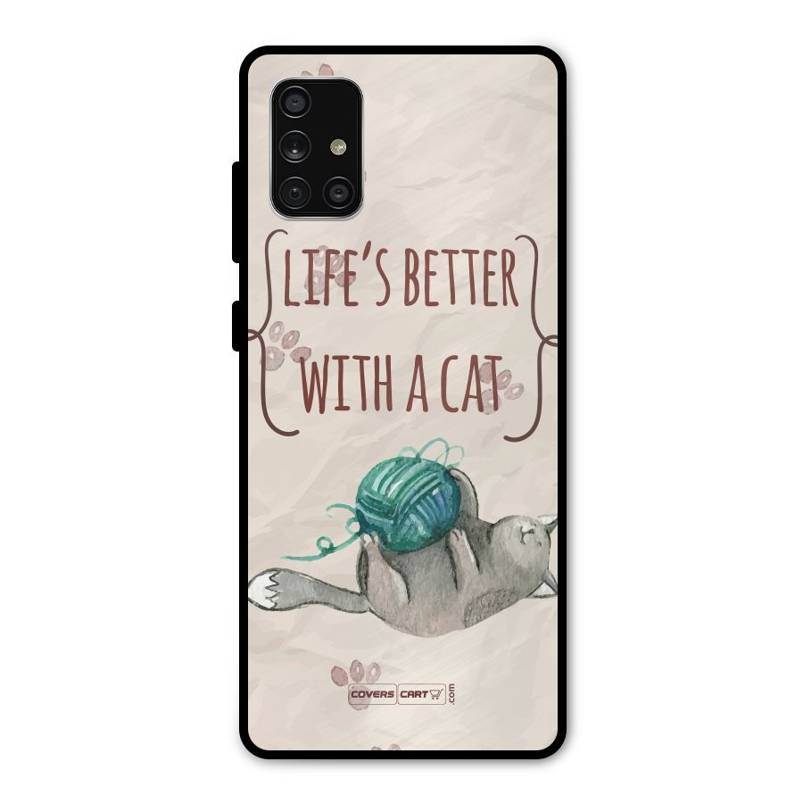 Cute Cat Metal Back Case for Galaxy A71