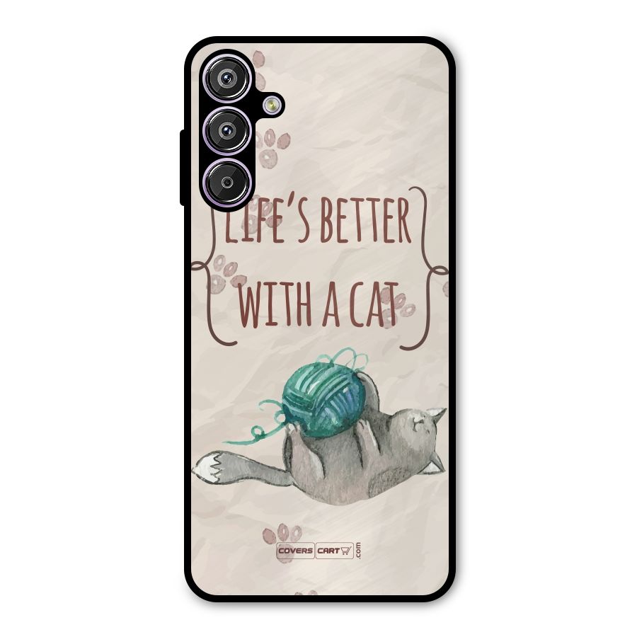 Cute Cat Metal Back Case for Galaxy F15