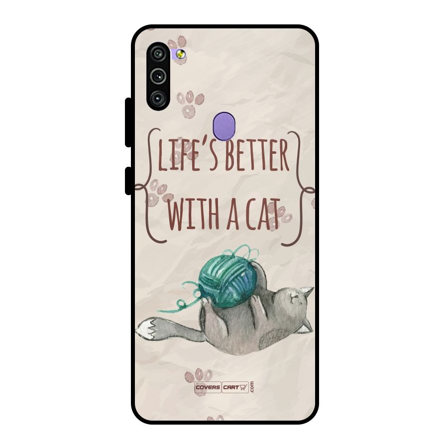 Cute Cat Metal Back Case for Galaxy M11