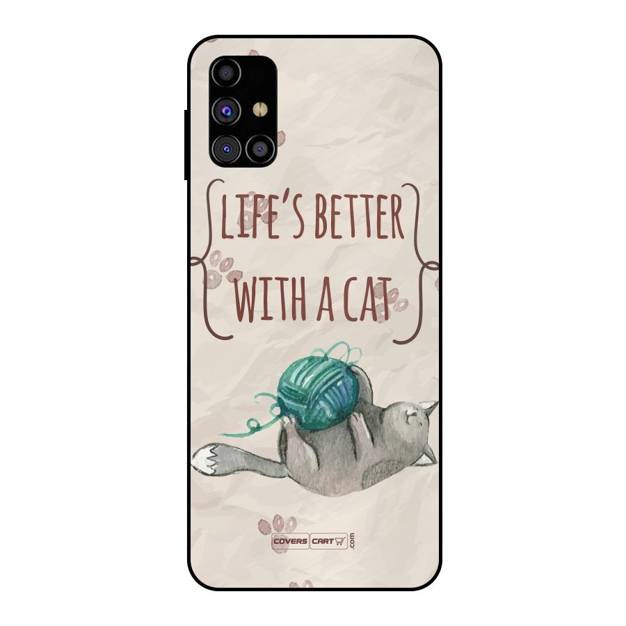 Cute Cat Metal Back Case for Galaxy M31s