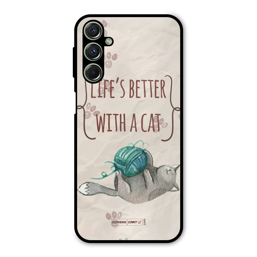 Cute Cat Metal Back Case for Galaxy M34