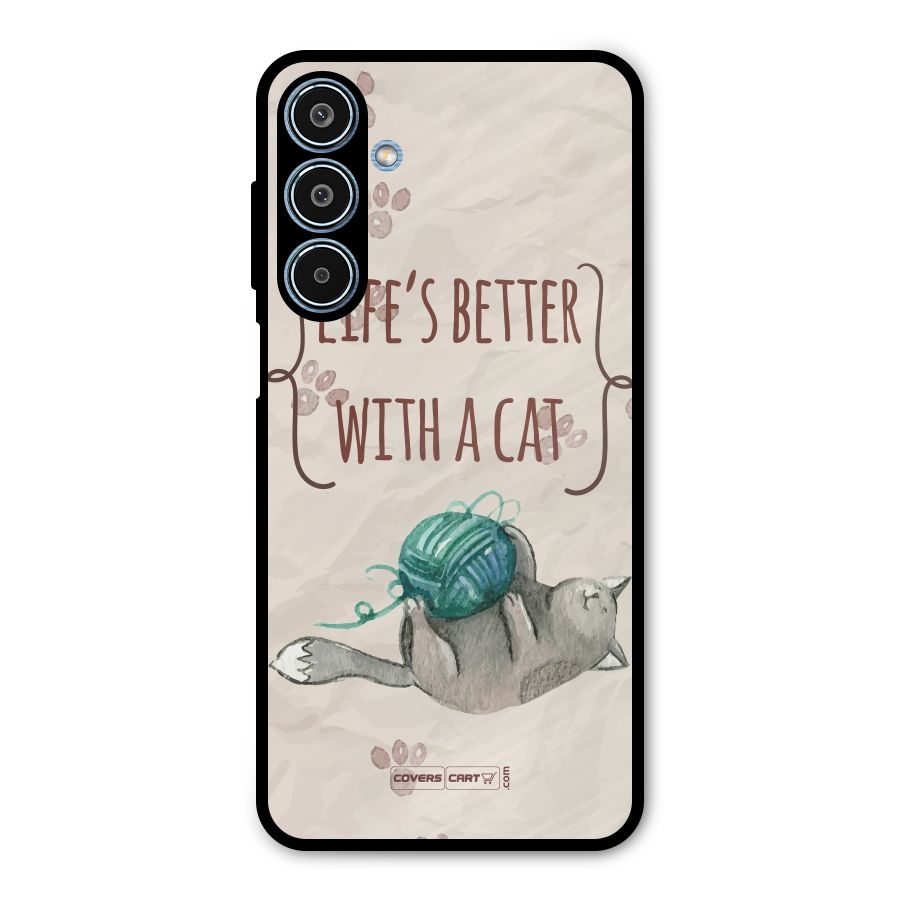 Cute Cat Metal Back Case for Galaxy M35